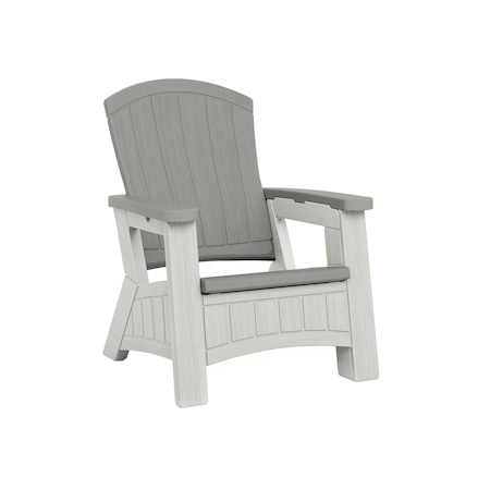 Suncast Elements Adirondack Chair with Storage and Two-Tone Dove Gray and Ice Cube collection BMAC1020